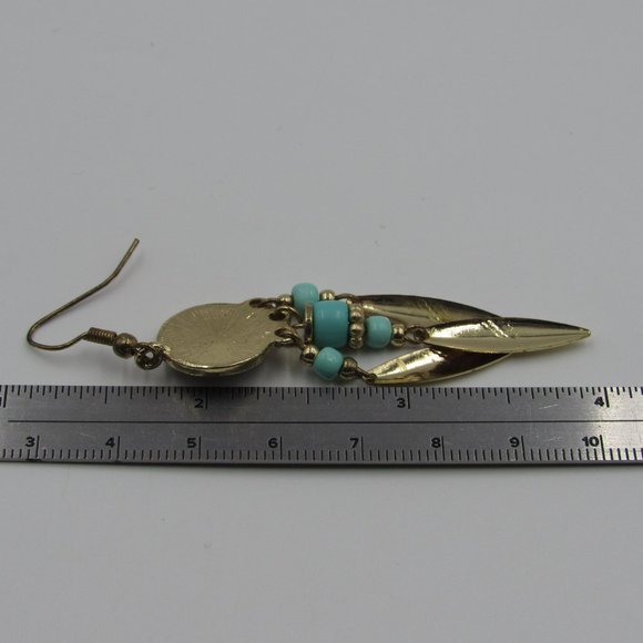 Vintage Black Inlay Beaded Dangle Earrings - Picture 4 of 5